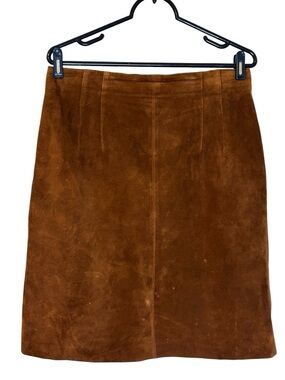 Women’s 4 Evan Davies Rust Pig Suede A-line Skirt 100% Leather